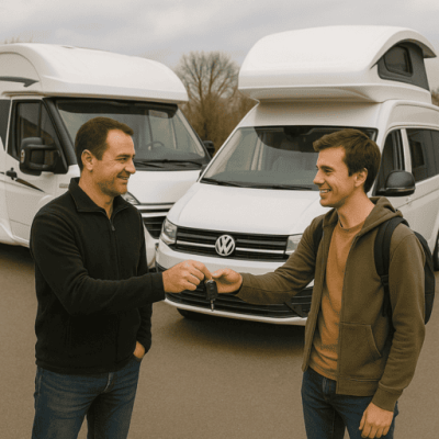 Remise des clés au locataire du camping-car
